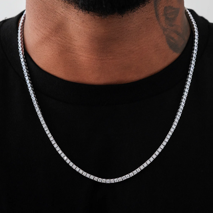 Diamond Tennis Necklace in White Gold- 3mm