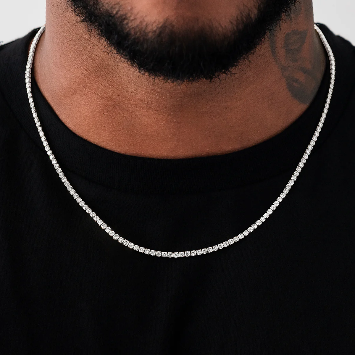 Micro Tennis Necklace in White Gold