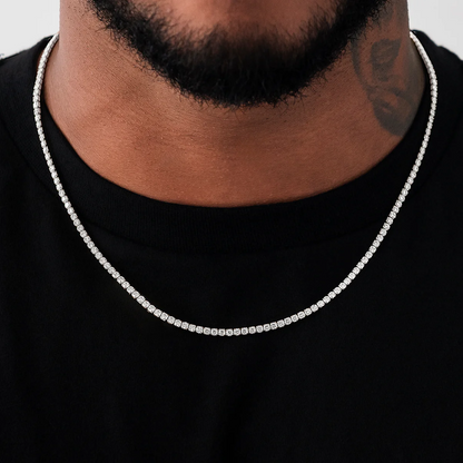 Micro Tennis Necklace in White Gold